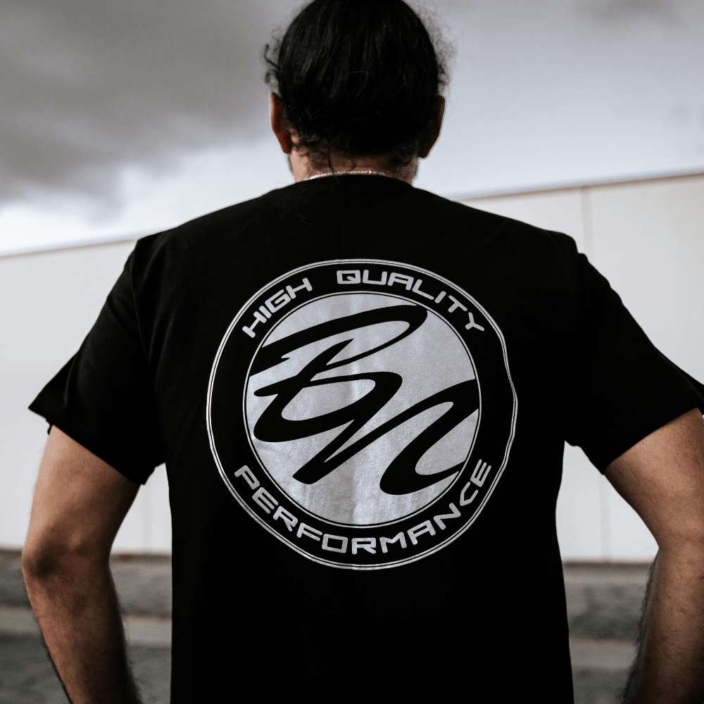 BN Sports Black T-Shirt – Metallic Silver Print